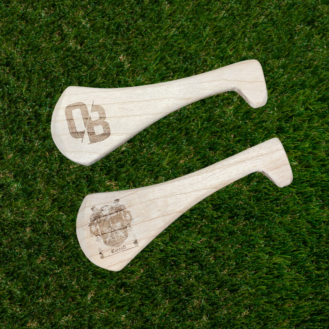 Ash hurls, engraved hurls, 6" hurls, family crest, company logo